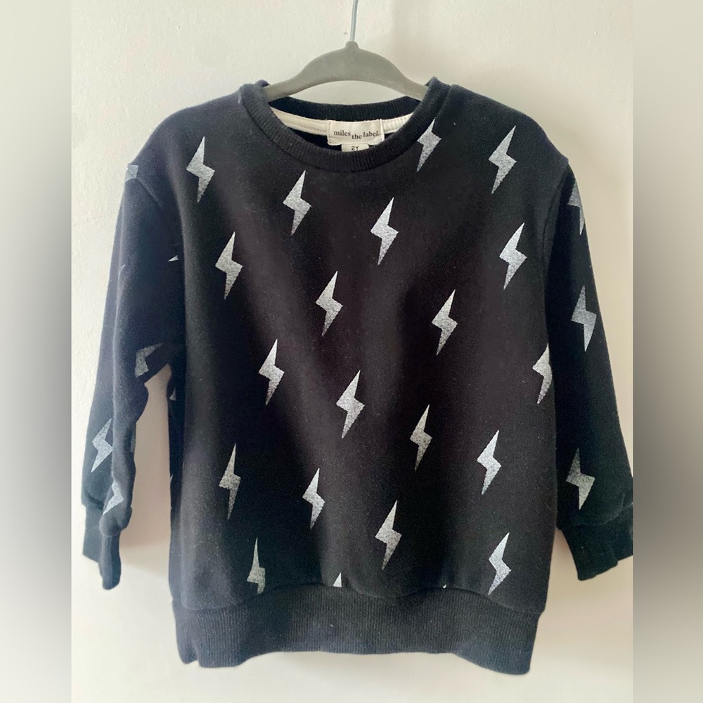 Black Lightning Bolt Kids Sweater 2T/3T